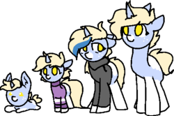 Size: 486x323 | Tagged: safe, artist:nootaz, oc, oc only, oc:nootaz, pony, unicorn, age progression, baby, baby pony, clothes, freckles, simple background, smiling, transparent background