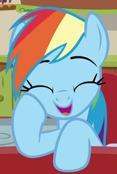 Size: 564x838 | Tagged: safe, screencap, rainbow dash, pegasus, pony, flutter brutter, g4, cropped, cute, dashabetes, eyes closed, female, mare, open mouth, smiling, solo