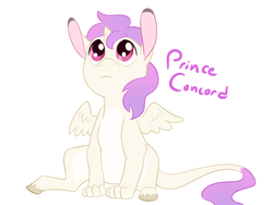 Size: 1700x1275 | Tagged: safe, artist:9centschange, oc, oc only, oc:prince concord, hybrid, interspecies offspring, male, offspring, parent:discord, parent:princess celestia, parents:dislestia, simple background, solo, white background