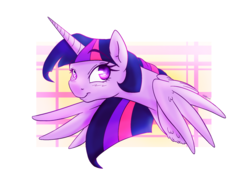 Size: 1280x943 | Tagged: safe, artist:eternalsubscriber, twilight sparkle, alicorn, pony, g4, bust, female, heart eyes, mare, portrait, smiling, solo, spread wings, twilight sparkle (alicorn), wingding eyes, wings