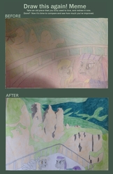 Size: 550x850 | Tagged: safe, artist:didgereethebrony, derpy hooves, maud pie, g4, blue mountains, draw this again, katoomba, lookout, meme, mlp in australia, three sisters, traditional art