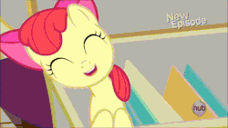 Size: 854x480 | Tagged: safe, screencap, apple bloom, g4, pinkie apple pie, adorabloom, animated, apples to the core, cute, female, gif, headbob, solo