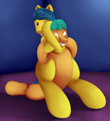 Size: 5000x5500 | Tagged: safe, artist:einboph, oc, oc only, pony, absurd resolution, female, headlock, male, mare, sleeper hold, sports, stallion, submission hold, wrestling