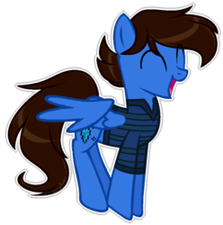 Size: 879x885 | Tagged: safe, artist:lnspira, oc, oc only, oc:mcminetube, pegasus, pony, clothes, eyes closed, male, open mouth, shirt, simple background, solo, stallion, transparent background