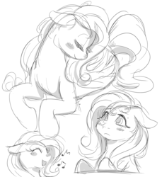 Size: 1239x1350 | Tagged: safe, artist:cherivinca, fluttershy, pony, g4, female, monochrome, sketch, sketch dump, solo