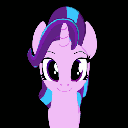 Size: 1000x1000 | Tagged: safe, artist:galawaille, edit, starlight glimmer, pony, unicorn, g4, 3d, animated, black background, blender, cute, female, gif, glimmerbetes, looking at you, loop, mare, simple background, smiling, solo