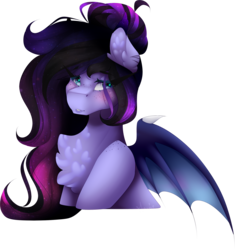 Size: 1794x1909 | Tagged: safe, artist:mauuwde, oc, oc only, oc:evening eclipse, bat pony, pony, blushing, chest fluff, female, freckles, mare, simple background, solo, transparent background