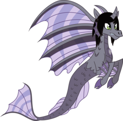 Size: 2776x2737 | Tagged: safe, artist:lightningbolt, derpibooru exclusive, hippocampus, pony, siren, g4, shadow play, .svg available, cloven hooves, eyeliner, fangs, fins, fish tail, floating, glowing, hair over one eye, high res, horn, kellin quinn, makeup, male, ponified, scales, show accurate, simple background, sleeping with sirens, slit pupils, smiling, solo, svg, transparent background, trap, true form, vector