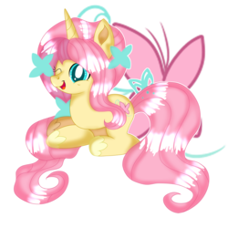 Size: 2000x2000 | Tagged: safe, artist:doraeartdreams-aspy, fluttershy, pony, unicorn, g4, female, fluttershy (g5 concept leak), g5 concept leak style, g5 concept leaks, high res, prone, simple background, solo, transparent background, unicorn fluttershy