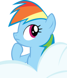 Size: 3383x3894 | Tagged: safe, artist:rainbowcrab, rainbow dash, pegasus, pony, friendship is magic, g4, cloud, female, high res, mare, simple background, solo, thinking, transparent background, vector