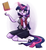 Size: 1280x1401 | Tagged: safe, artist:king-kakapo, twilight sparkle, unicorn, anthro, unguligrade anthro, g4, adorkable, book, clothes, cute, dork, female, high heels, kneeling, magic, mare, mary janes, moe, shirt, shoes, skirt, smiling, socks, solo, telekinesis, twiabetes, vest