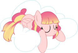 Size: 1395x943 | Tagged: safe, artist:cr0nch, oc, oc only, pegasus, pony, base used, cloud, eyes closed, female, hooves, lying on a cloud, mare, on a cloud, prone, simple background, sleeping, solo, transparent background, wings