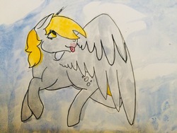 Size: 3264x2448 | Tagged: safe, artist:whisperinghau, derpy hooves, g4, high res, tongue out, traditional art