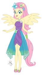 Size: 1154x2048 | Tagged: safe, artist:ilaria122, fluttershy, equestria girls, equestria girls specials, g4, my little pony equestria girls: better together, my little pony equestria girls: forgotten friendship, clothes, dress, female, open mouth, ponied up, simple background, skinny, solo, thin, transparent background, uncanny valley