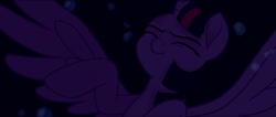 Size: 1918x811 | Tagged: safe, screencap, twilight sparkle, alicorn, pony, g4, my little pony: the movie, bubble, dark, drowning, eyes closed, female, holding breath, mare, solo, twilight sparkle (alicorn), underwater