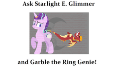 Size: 530x298 | Tagged: safe, artist:cameo shadowness, garble, starlight glimmer, dragon, genie, g4, alternate universe, ask, garble the ring genie, geniefied, google+, watermark