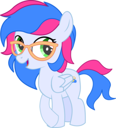 Size: 5548x6080 | Tagged: safe, artist:cyanlightning, oc, oc only, oc:azure lightning, pegasus, pony, g4, .svg available, absurd resolution, female, filly, folded wings, glasses, open mouth, simple background, solo, transparent background, vector