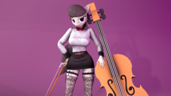 Size: 3200x1800 | Tagged: safe, artist:johnnyhorse, octavia melody, earth pony, anthro, g4, 3d, breasts, busty octavia melody, cello, female, musical instrument, solo, source filmmaker