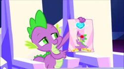 Size: 480x269 | Tagged: safe, screencap, spike, dragon, g4, my little pony: friendship is magic, the crystalling, crystal heart, exploitable meme, male, meme, solo, spike holding a paper, throne