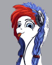 Size: 670x835 | Tagged: safe, artist:fynjy-87, oc, oc only, oc:marussia, pony, headphones, nation ponies, russia, sketch, solo, tongue out