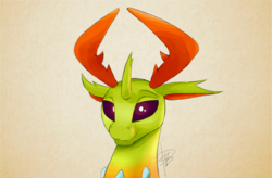 Size: 1500x986 | Tagged: safe, artist:mercurial64, thorax, changedling, changeling, g4, bust, king thorax, male, portrait, smiling, solo