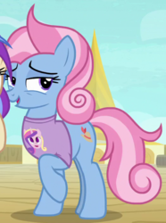 Size: 525x705 | Tagged: safe, screencap, princess cadance, sun cloche, sunny side, pony, g4, once upon a zeppelin, clothes, cropped, female, mare, shirt, solo, t-shirt
