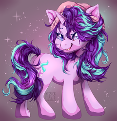 Size: 2000x2084 | Tagged: safe, artist:xwhitex77, starlight glimmer, pony, unicorn, g4, beanie, clothes, equestria girls outfit, female, hat, high res, mare, messy mane, smiling, solo