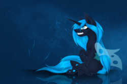 Size: 3000x2000 | Tagged: safe, artist:leftduality, oc, oc only, oc:rescue pony, changeling, changeling queen, blue changeling, changeling oc, changeling queen oc, female, high res, sitting, solo