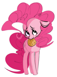 Size: 712x963 | Tagged: safe, artist:hattsy, pinkie pie, earth pony, pony, g4, cookie, cute, diapinkes, female, floppy ears, food, looking up, mare, simple background, solo, white background