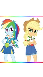 Size: 640x1136 | Tagged: safe, artist:ajpiedash, applejack, rainbow dash, equestria girls, g4, my little pony equestria girls: friendship games, my little pony equestria girls: legend of everfree, clothes, duo, female, skirt