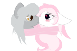 Size: 3000x2000 | Tagged: source needed, useless source url, safe, artist:dookin, oc, oc only, oc:geralt, oc:sylphie, blushing, clothes, cuddling, cute, heart eyes, high res, love, scarf, shared clothing, shared scarf, simple background, transparent background, wingding eyes
