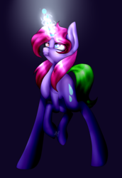 Size: 2449x3559 | Tagged: safe, artist:flabight568, oc, oc only, oc:drop flier, pony, unicorn, female, glowing horn, heterochromia, high res, horn, magic, mare, solo