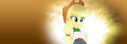 Size: 1300x450 | Tagged: artist needed, safe, applejack, equestria girls, g4, official, clothes, cowboy hat, hat