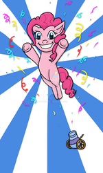 Size: 1024x1712 | Tagged: safe, artist:joykins, pinkie pie, earth pony, pony, g4, confetti, female, party cannon, pony cannonball, solo, watermark