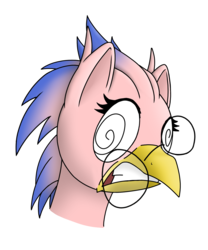 Size: 1250x1500 | Tagged: safe, artist:silver dash, derpibooru exclusive, oc, oc only, oc:vivian iolani, classical hippogriff, hippogriff, bust, colored sketch, dizzy, face, female, glasses, head, shading practice, simple background, transparent background
