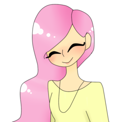 Size: 512x512 | Tagged: safe, artist:galaxiedream, fluttershy, human, g4, blushing, eyes closed, female, humanized, jewelry, necklace, simple background, solo, transparent background