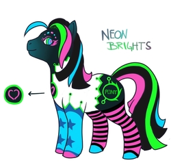 Size: 699x674 | Tagged: safe, artist:vertizontal, oc, oc only, oc:neon brights, g3, clothes, design a my little pony contest, socks, solo