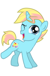 Size: 800x1214 | Tagged: safe, artist:emositecc, oc, oc only, pony, unicorn, colt, foal, male, one eye closed, simple background, smiling, solo, transparent background, wink