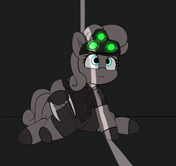 Size: 4876x4590 | Tagged: safe, artist:pabbley, bon bon, sweetie drops, earth pony, pony, g4, absurd resolution, female, hoof blades, night vision goggles, secret agent sweetie drops, solo, splinter cell, this will end in death