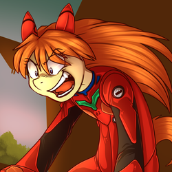 Size: 1800x1800 | Tagged: safe, artist:deyogee, pony, clothes, crossover, female, latex, latex suit, neon genesis evangelion, plugsuit, ponified, solo, souryuu asuka langley