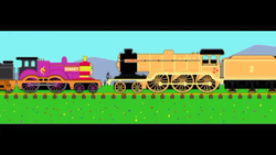 Size: 1280x720 | Tagged: safe, artist:sodorsiren productions, applejack, sunset shimmer, equestria girls, equestria girls series, forgotten friendship, g4, holding hands, remake, style emulation, thomas the tank engine, thomas-fied, train