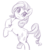 Size: 710x777 | Tagged: safe, artist:verulence, derpibooru exclusive, rarity, pony, unicorn, g4, cute, female, looking back, mare, monochrome, rearing, solo