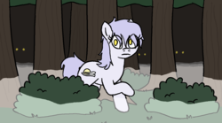 Size: 1497x833 | Tagged: safe, artist:heretichesh, oc, oc only, earth pony, pony, 30 minute art challenge, female, fog, forest, glowing eyes, mare, solo focus