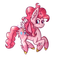 Size: 1075x1036 | Tagged: safe, artist:princesschaos05, pinkie pie, pegasus, pony, g4, colored hooves, feathered fetlocks, female, g5 concept leak style, g5 concept leaks, pegasus pinkie pie, pinkie pie (g5 concept leak), race swap, simple background, solo, transparent background