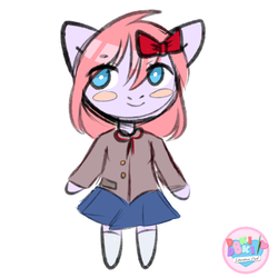 Size: 3000x3000 | Tagged: safe, artist:pesty_skillengton, oc, oc only, anthro, clothes, commission, cute, doki doki literature club, high res, sayori, school uniform, socks, solo, your character here
