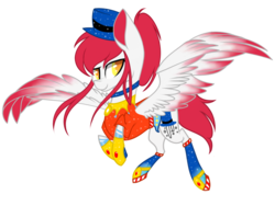 Size: 1024x768 | Tagged: safe, artist:ariaxethief, oc, oc only, oc:melanie, pegasus, pony, clothes, colored wings, colored wingtips, female, hat, mare, simple background, solo, transparent background