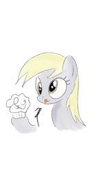 Size: 1024x1820 | Tagged: safe, artist:renegadetimelrd, derpy hooves, pegasus, pony, g4, female, food, licking, licking lips, muffin, simple background, solo, tongue out, white background