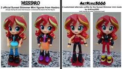 Size: 2500x1408 | Tagged: safe, artist:artking3000, sunset shimmer, equestria girls, g4, boots, clothes, customized toy, doll, equestria girls minis, irl, jacket, leather jacket, pants, photo, shoes, skirt, toy