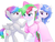 Size: 1024x768 | Tagged: safe, artist:novaintellus, oc, oc only, oc:fox glove, oc:melodia, oc:neon streak, pegasus, pony, unicorn, clothes, crossdressing, cute, dress, female, male, mare, multicolored hair, neove, stallion, trio