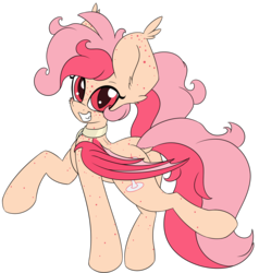 Size: 1700x1786 | Tagged: safe, artist:k-kopp, oc, oc only, oc:zoey ann d'quiri, bat pony, collar, dock, freckles, simple background, solo, transparent background